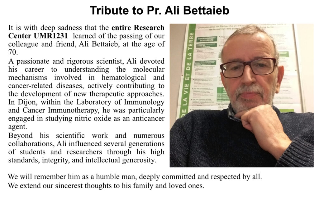C’est avec une profonde tristesse que l’ensemble du Centre de recherche a appris le décès de notre collègue et ami, Ali Bettaieb, à l’âge de 70 ans